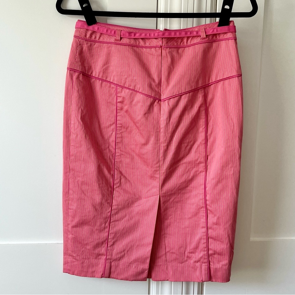 Express Y2K Vintage Pinstripe Belted Pencil Skirt Pink Sz 2 - Picture 9 of 16